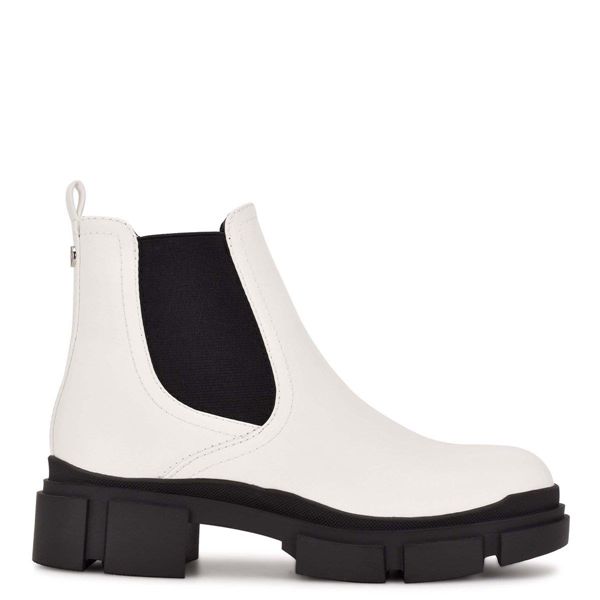 Nine West Abra Chelsea Lug Sole White Ankle Boots | South Africa 83A35-2T00